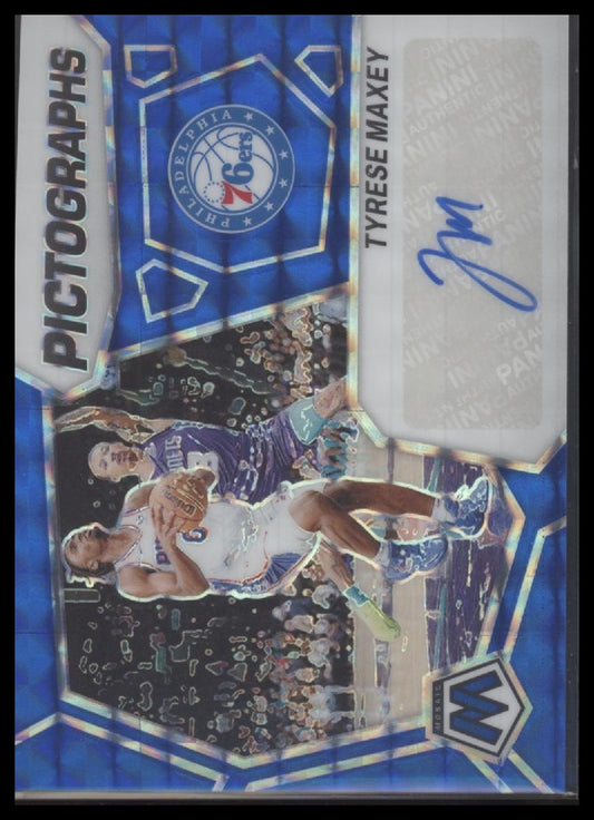 Tyrese Maxey 2023-24 Panini Mosaic Pictographs Mosaic Blue #/49