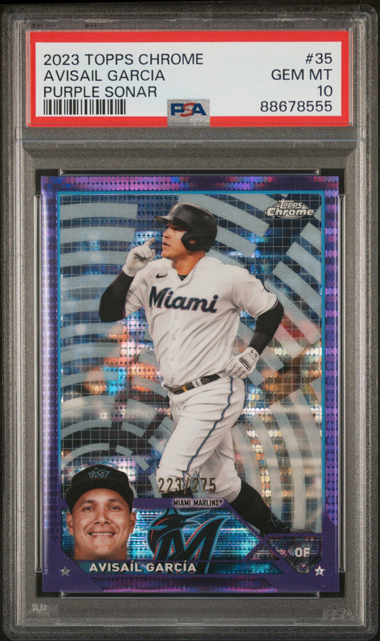 2023 Topps Chrome #35 Avisail Garcia Purple Sonar Refractor PSA 10