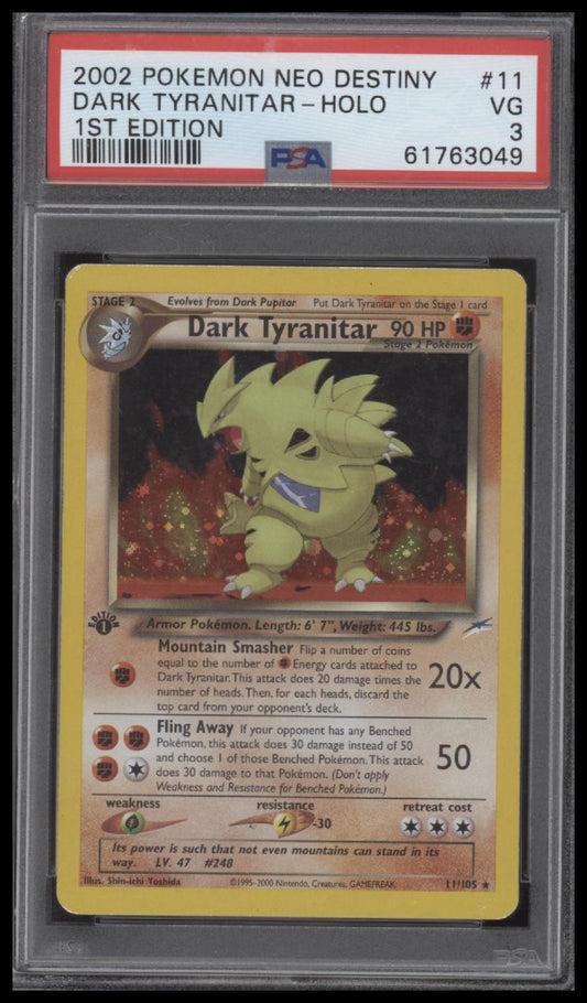 Dark Tyranitar-Holo 2002 Pokemon Neo Destiny #11 1st Edition PSA 3