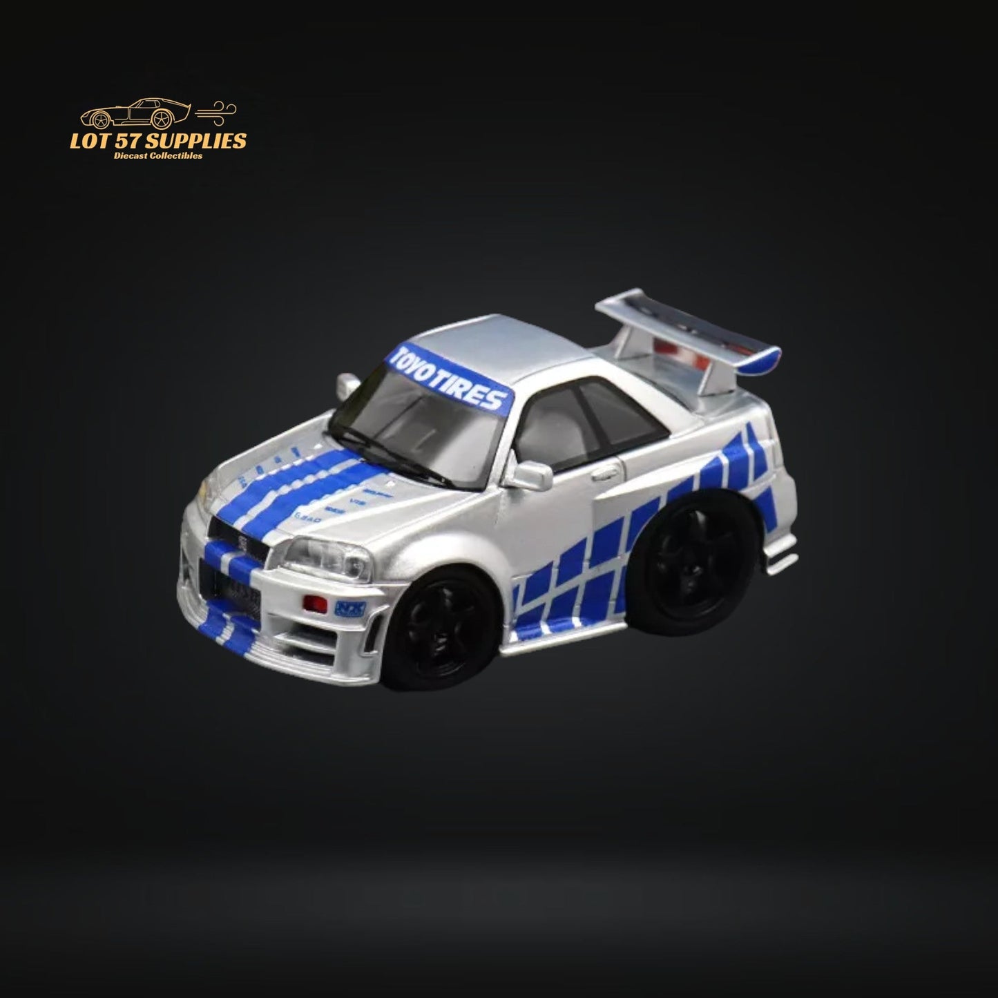 YM Model Skyline R34 Silver Blue F&F Livery 1:64