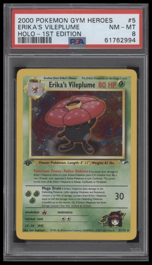 Erika'S Vileplume 2000 Pokemon Gym Heroes #5 Holo-1st Edition PSA 8