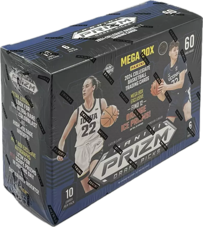 2024 Panini Prizm Collegiate Draft Picks Basketball Mega Box (Orange Ice Prizms)