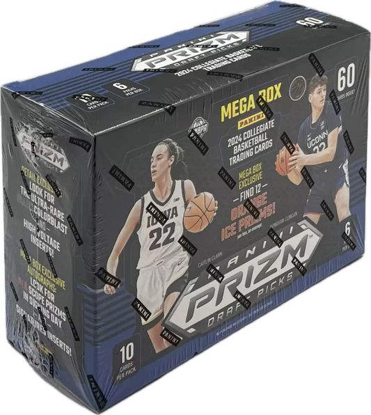 2024 Panini Prizm Collegiate Draft Picks Basketball Mega Box (Orange Ice Prizms)