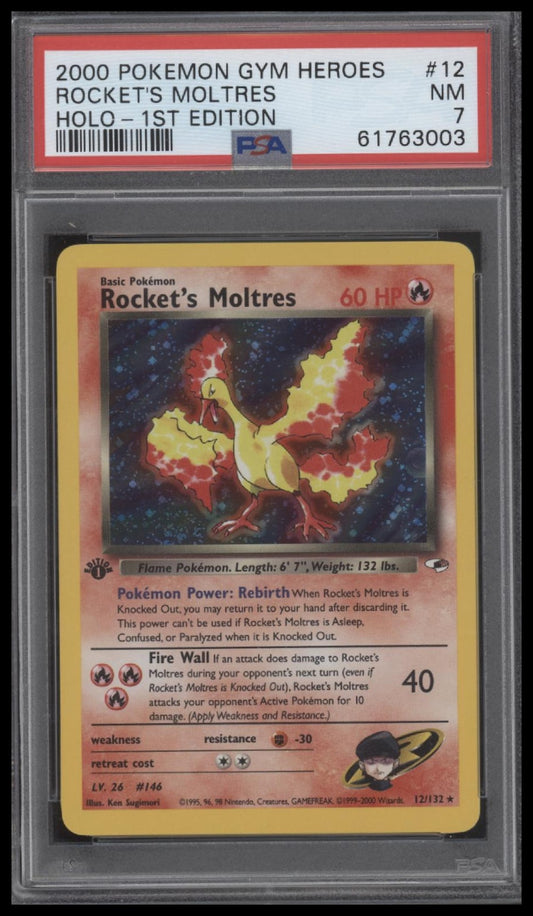 Rocket'S Moltres 2000 Pokemon Gym Heroes #12 Holo-1st Edition PSA 7