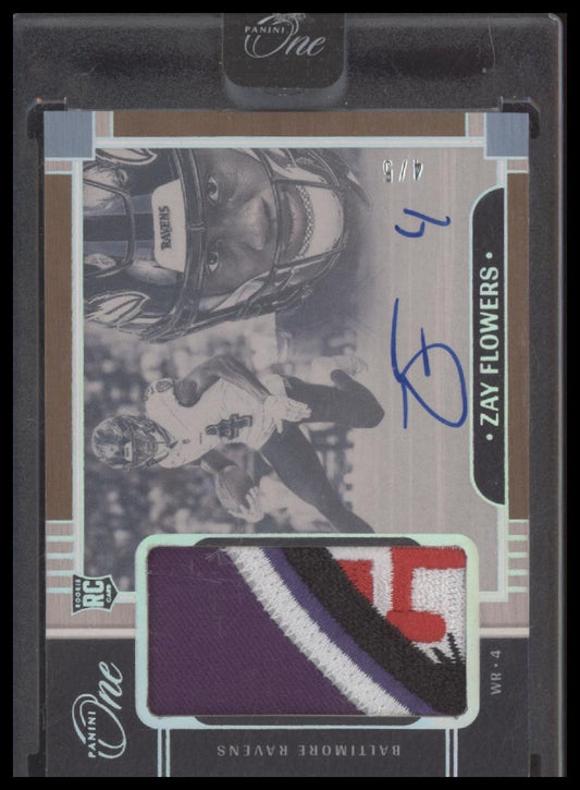 Zay Flowers 2023 Panini One #/5 Patch Auto