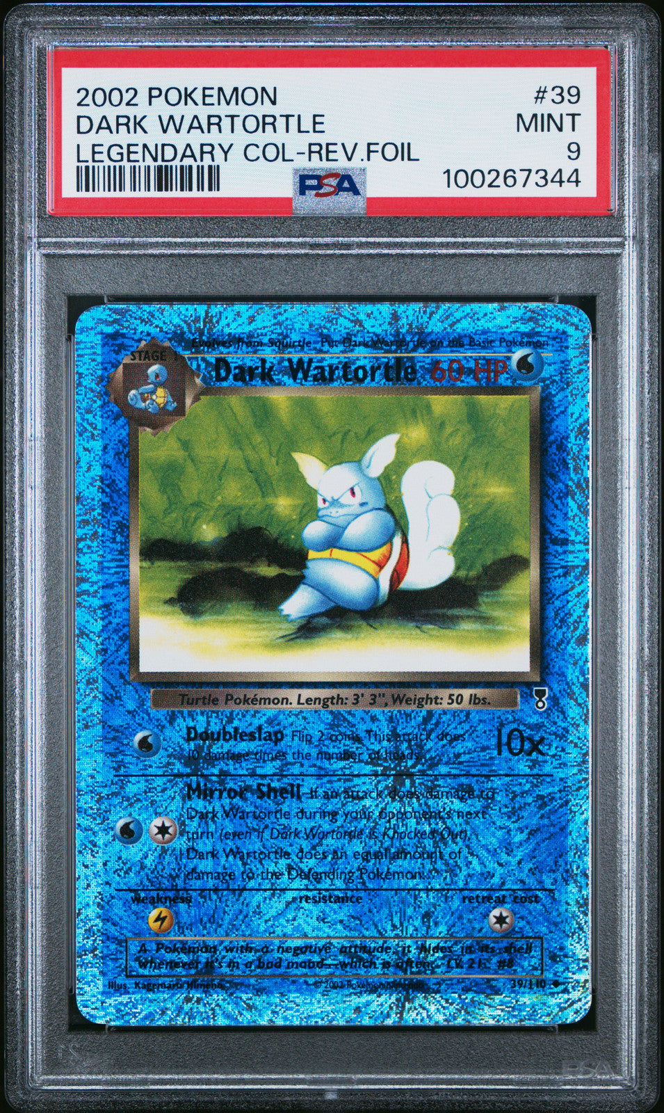 Dark Wartortle 2002 Pokemon Legendary Collection #39 -Rev.Foil PSA 9