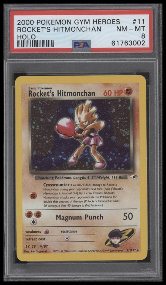 Rocket'S Hitmonchan 2000 Pokemon Gym Heroes #11 Holo PSA 8