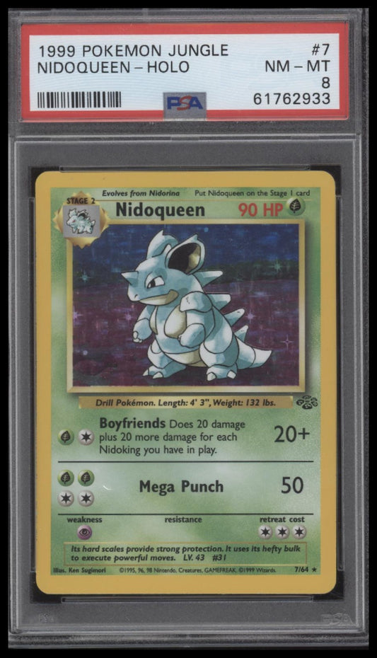 Nidoqueen-Holo 1999 Pokemon Jungle #7 PSA 8