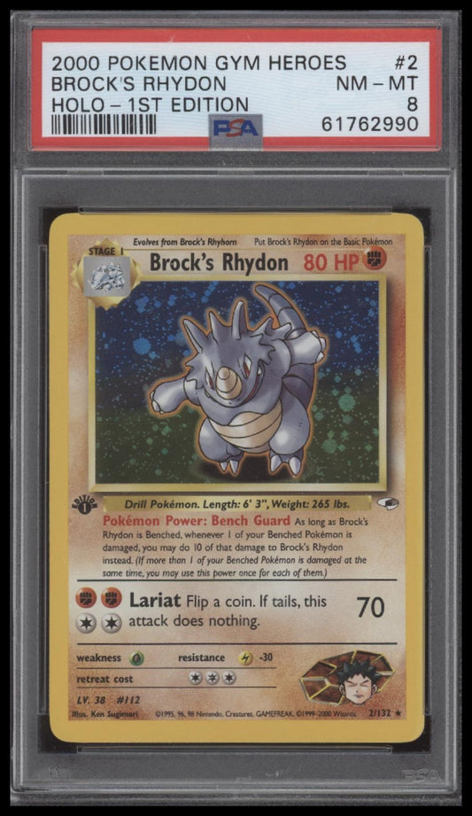 Brock'S Rhydon 2000 Pokemon Gym Heroes #2 Holo-1st Edition PSA 8