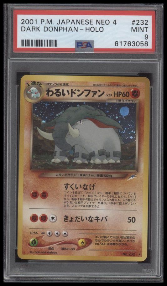 Dark Donphan-Holo 2001 Pokemon Japanese Neo 4 #232 PSA 9