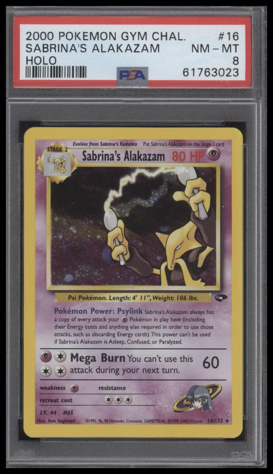 Sabrina'S Alakazam 2000 Pokemon Gym Challenge #16 Holo PSA 8