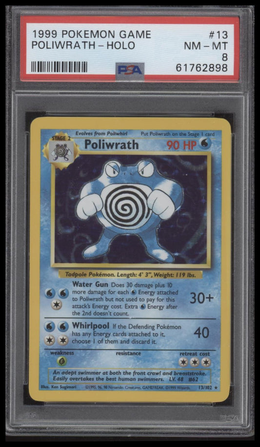 Poliwrath-Holo 1999 Pokemon Game #13 PSA 8