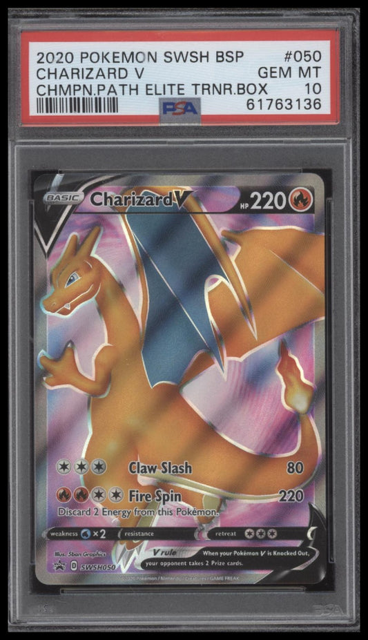 Charizard V 2020 Black Star Promo #050 Chmpn.Path Elite Trnr.Box PSA 10