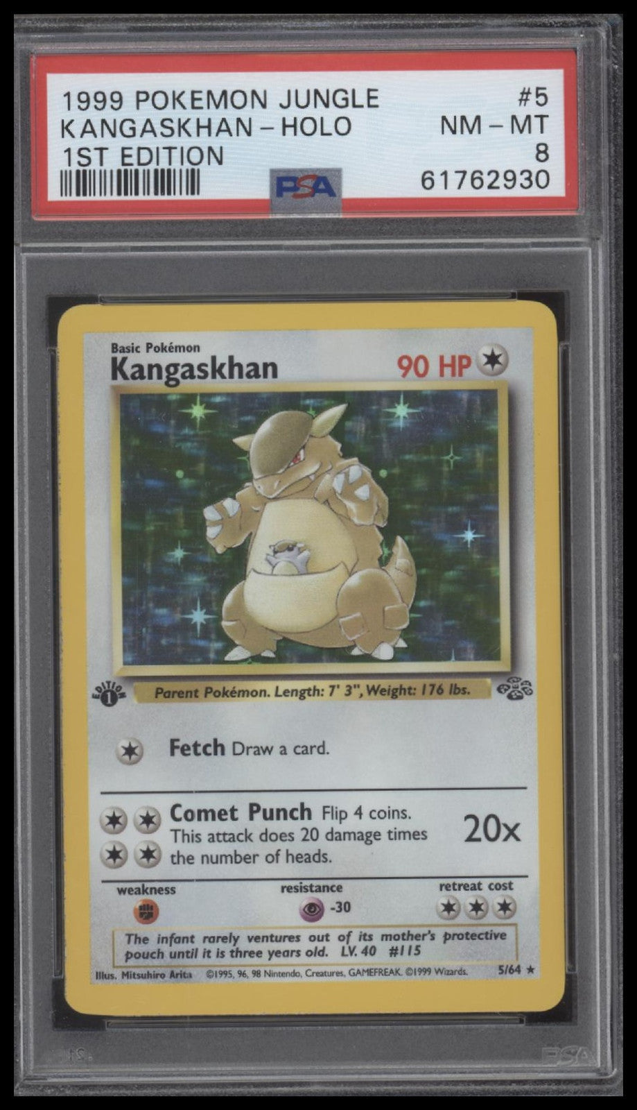 Kangaskhan-Holo 1999 Pokemon Jungle #5 1st Edition PSA 8