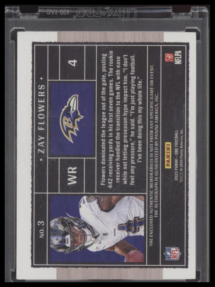Zay Flowers 2023 Panini One #/5 Patch Auto