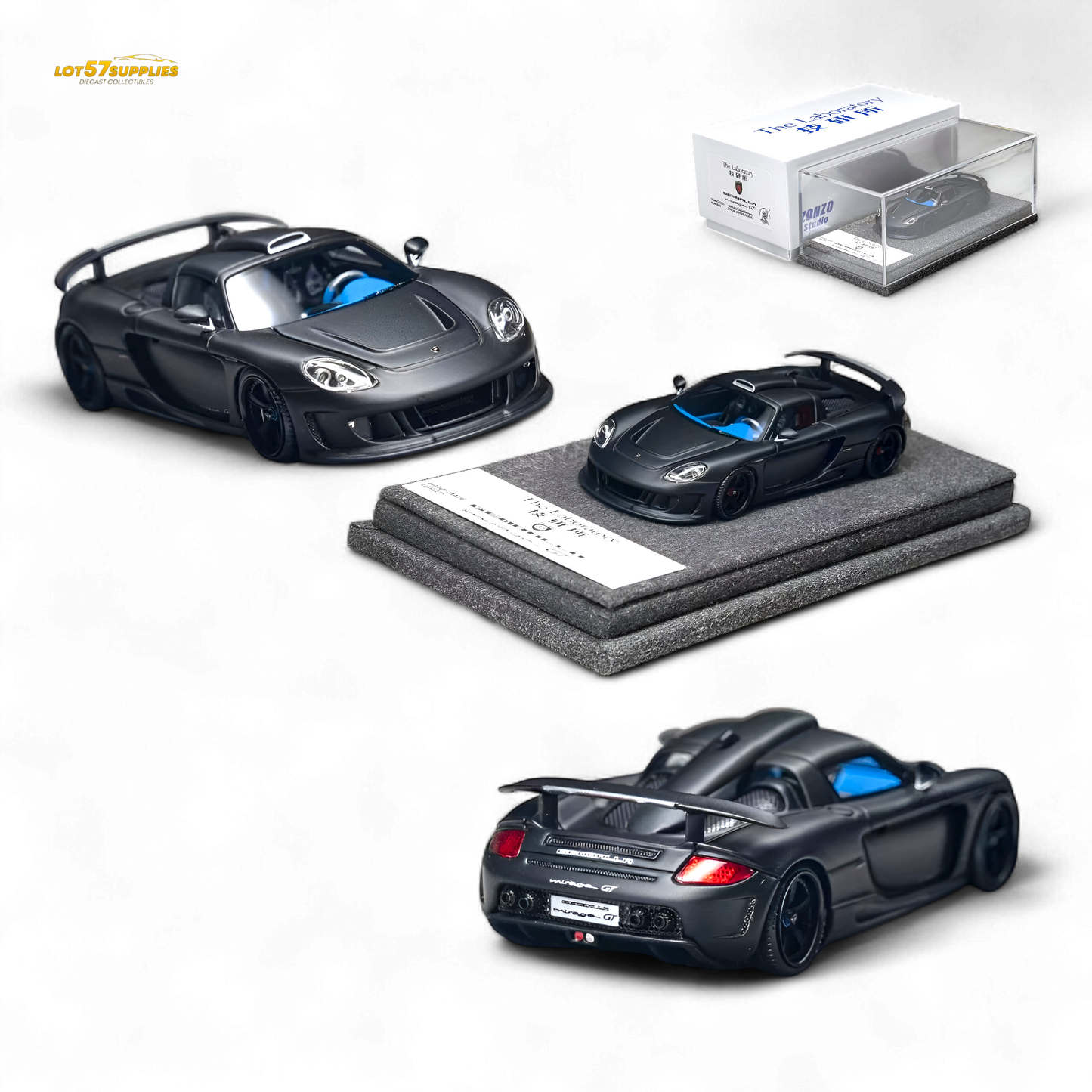 The Laboratory X Gemballa Mirage GT MATTE BLACK 1:64 Resin
