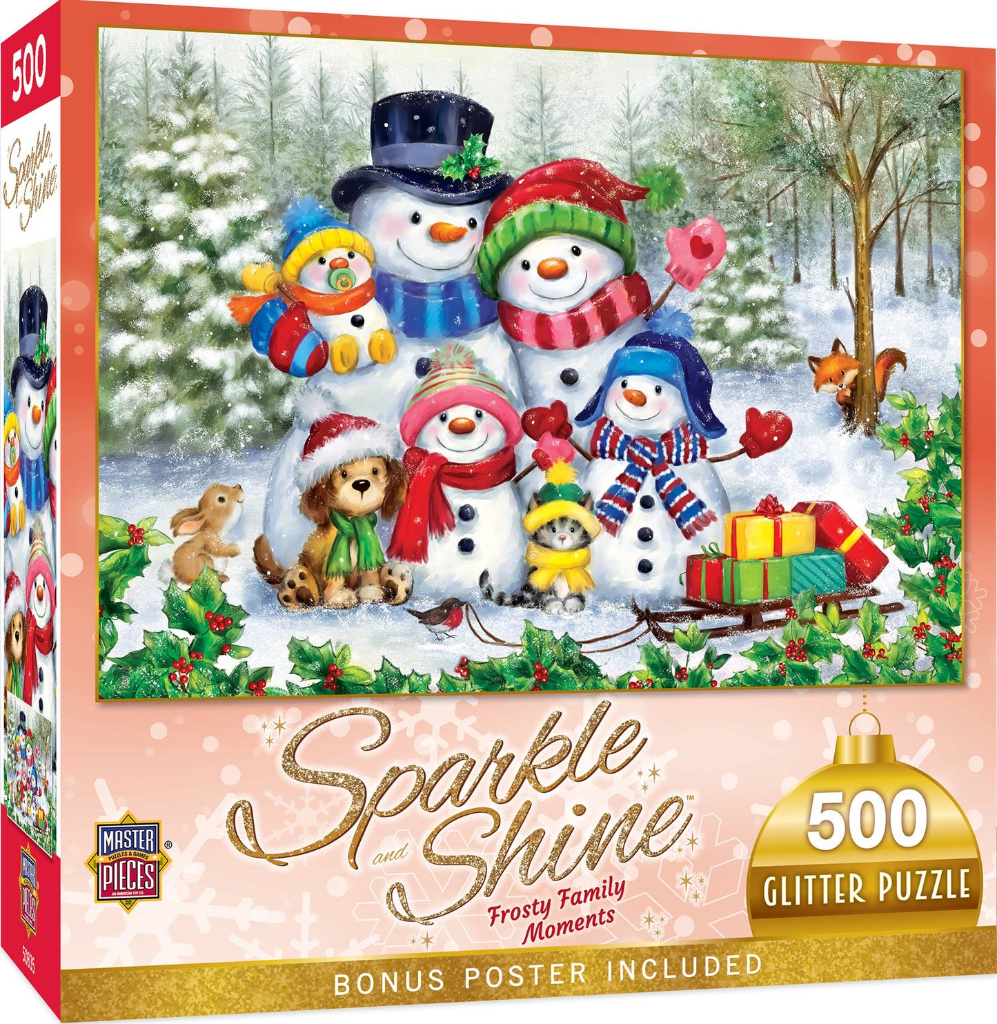 Sparkle & Shine - Frosty Family Moments 500 Piece Glitter Jigsaw Puzzle | Masterpieces Puzzles