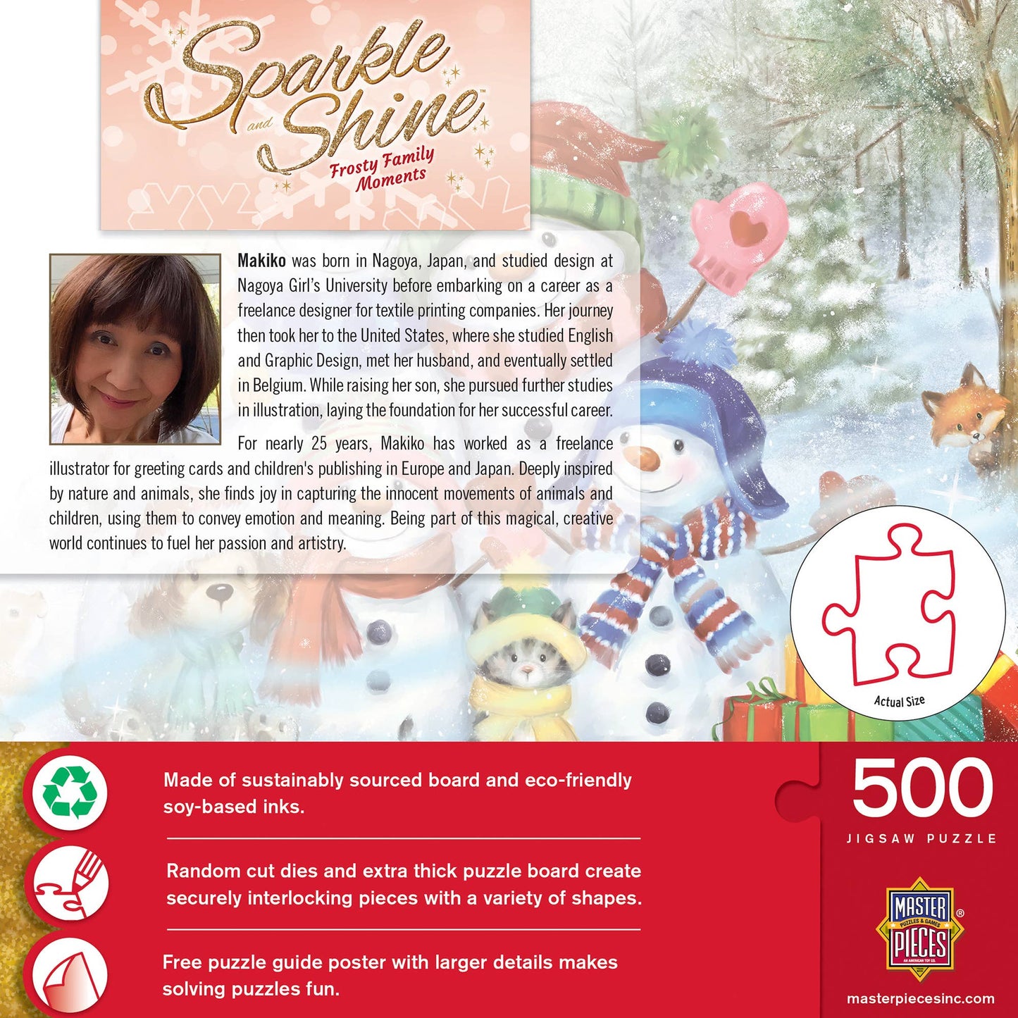 Sparkle & Shine - Frosty Family Moments 500 Piece Glitter Jigsaw Puzzle | Masterpieces Puzzles