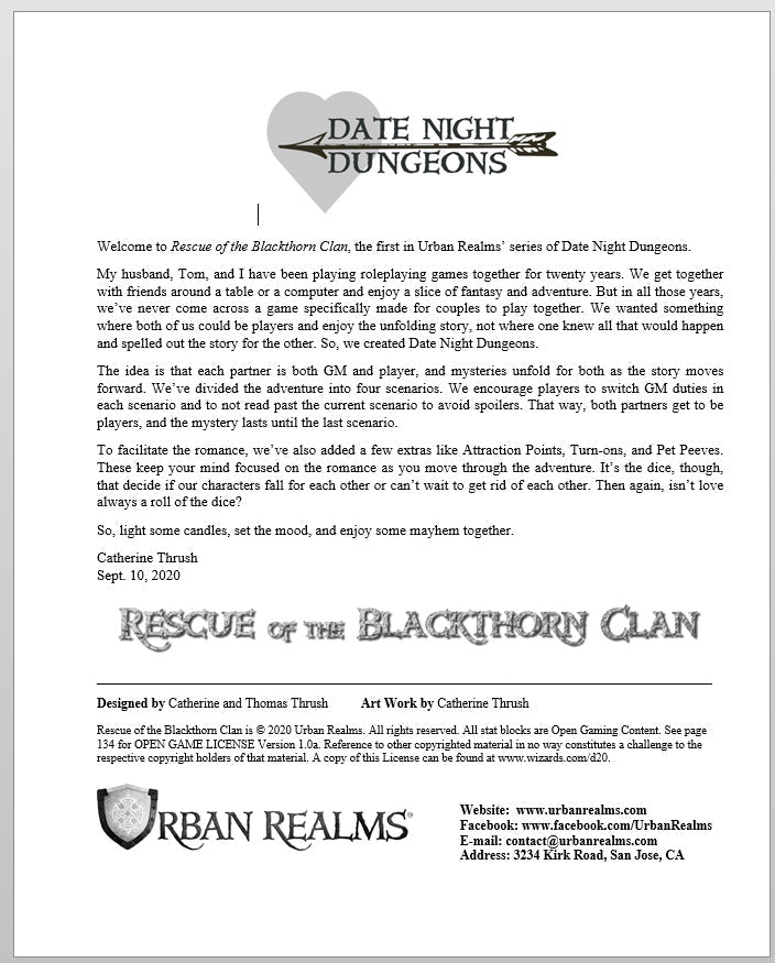 Date Night Dungeons - Rescue of the Blackthorn Clan (Color Edition)