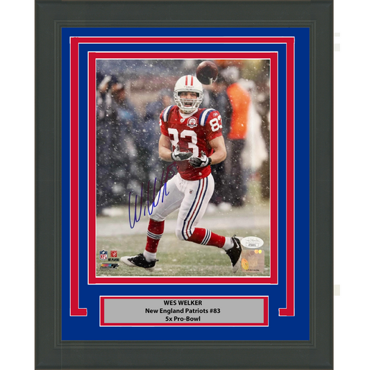 Framed Autographed/Signed Wes Welker New England Patriots 8x10 Football Photo JSA COA #2