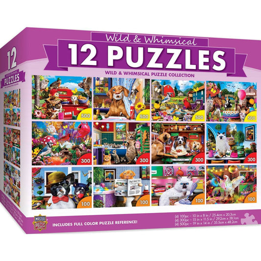 Wild & Whimscial Jigsaw Puzzle Collection - 12 Pack | Masterpieces Puzzles