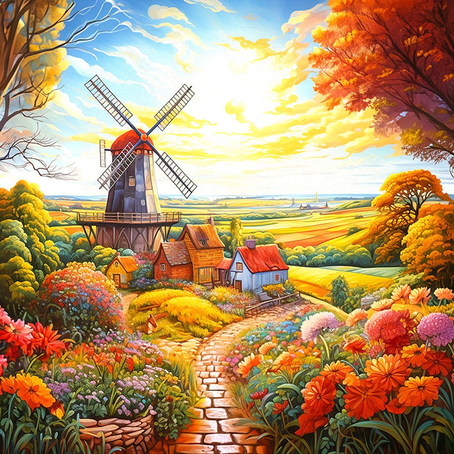 Windmill On The Farm 500 Piece Jigsaw Puzzle by Springbok Puzzles