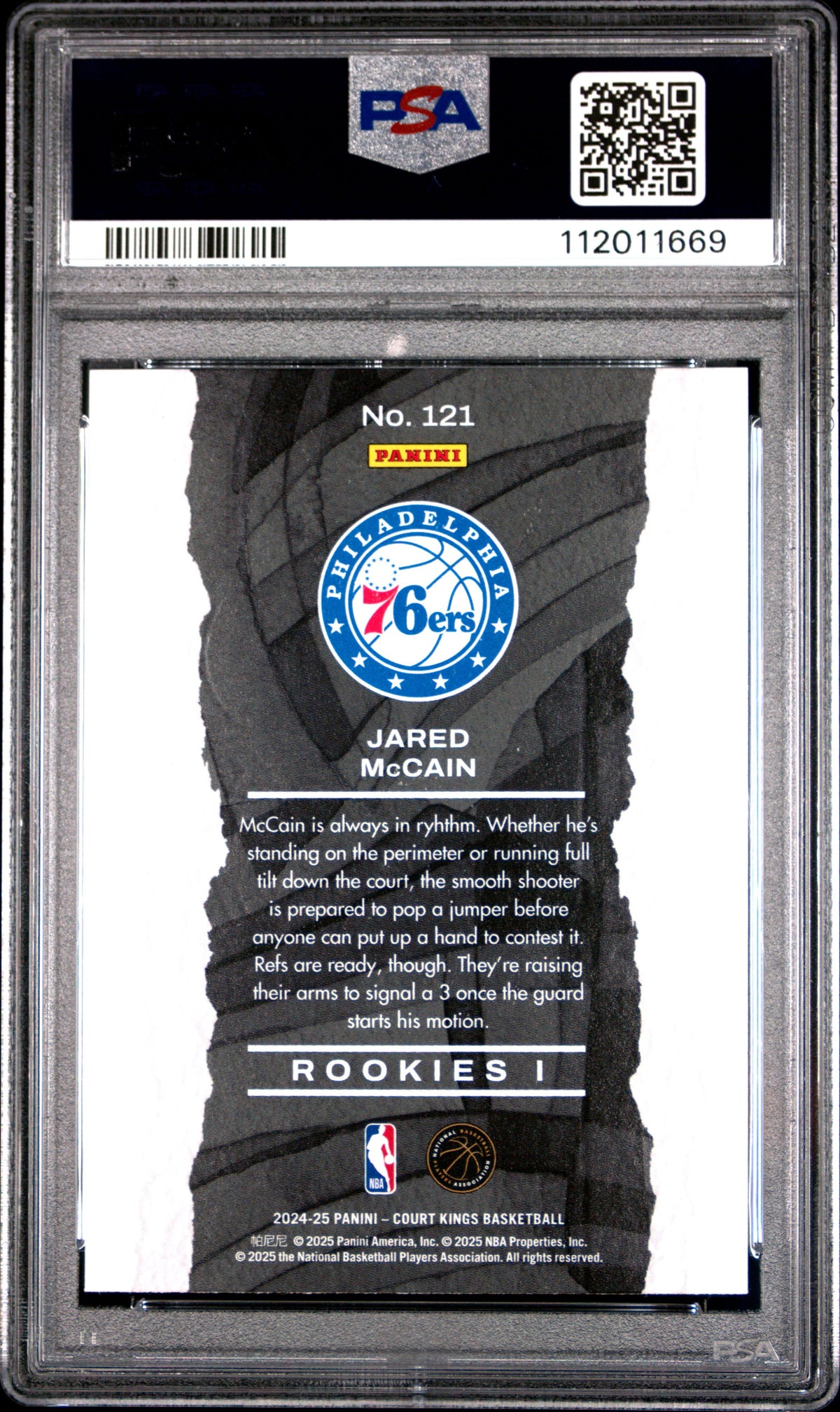 Graded 2024 Panini Court Kings Jared McCain #121 Rookies I Rookie 