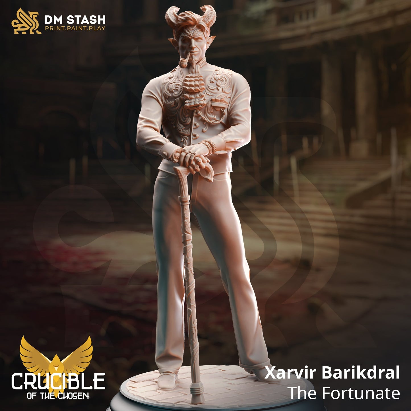 Xarvir Barikdral, The Fortunate (Male Tiefling Noble)